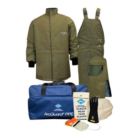 National Safety Apparel ArcGuard KIT4SCLT40M11 40 cal RevoLite Arc Flash Kit w/ Short Coat & Bib Overall, M, Sz 11 KIT4SCLT40MD11